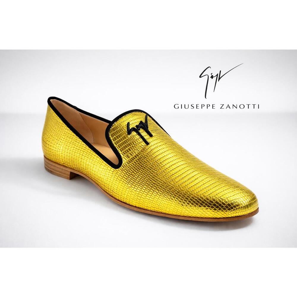 Giuseppe Zanotti Gold Tetra Trend Loafers Slip-On EU 34 (US 4) Luxury Flats NWB - Picture 1 of 13